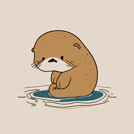 cute vector simple drawing sad otter