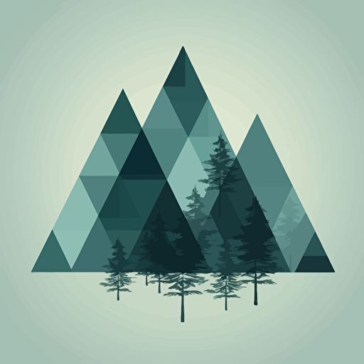 Minimalist triangles placed above each crossing point represent spruce trees, adding a modern, geometric touch. The triangles could gradually increase in size as they move upwards, creating an abstract forest effect that highlights the region's dense spruce forests, vector, line, minimalist: