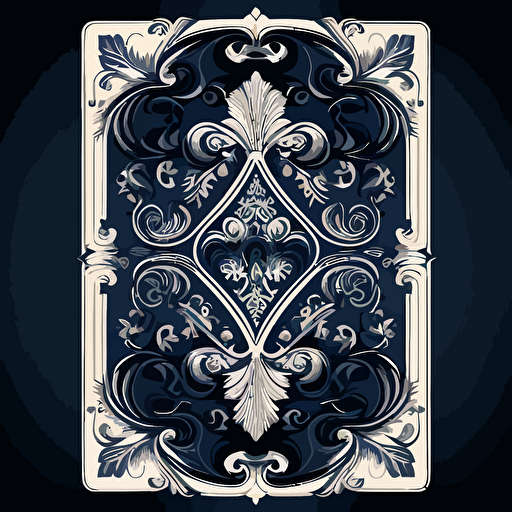 traditional playing card back, navy and white, vector art, symmetrical