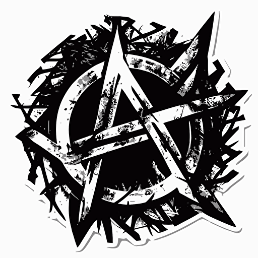 sticker of Anarchy logo, highly detailed, vector art, defined sticker cutout, plain white background, 32k