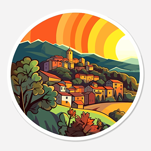 cevennes, landscape, vector art, white background, sticker