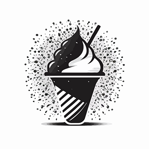 modern fun logo of ice and juice snow-cone in a cup black vector white background