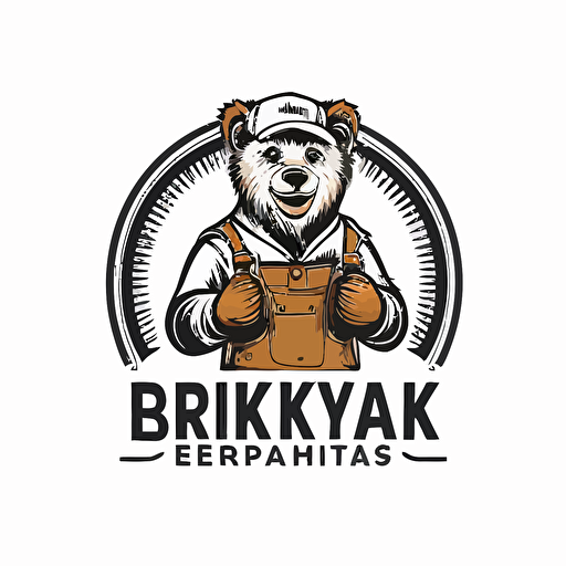 logotype electrician bear, company name Rymarks Elektriska, white background, vector style