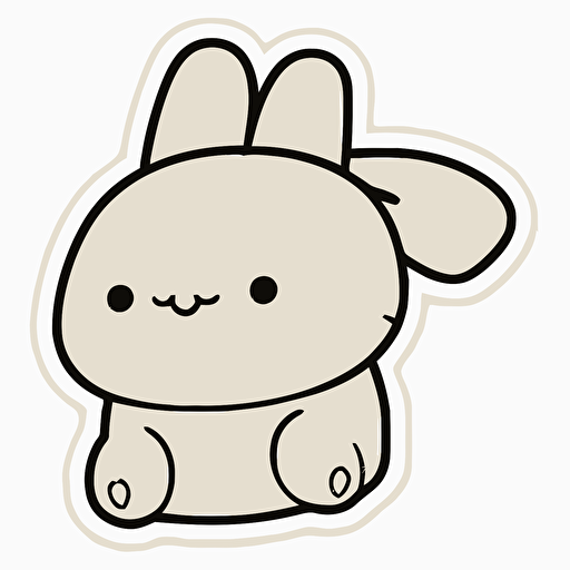 sticker, happy, bunny, kawaii, contour, vector, white background