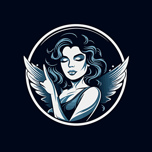 Logo female angel holding index finger in the lips Night Club vector logo, vector logo, vector art