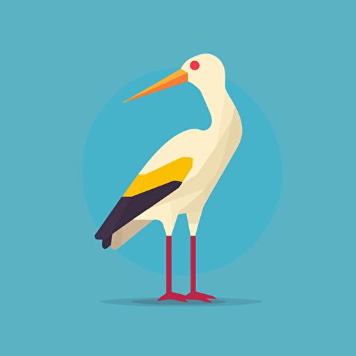 Stork, vector, ukrainean minimal flat head only with ukrainean symbol