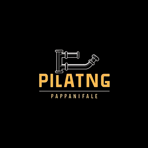create a logo for plumbing company with pipes as letters, vector, solid black background, minimal, flat, simple, powerful