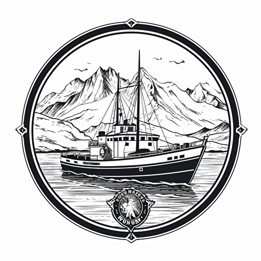 articsea logo a boat expedition company in antartica, vector art, line work, simple
