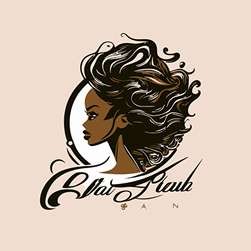 hair stylist company, hair flowing, african american, modern, vector logo, vector art, simple , cartoon, 2d