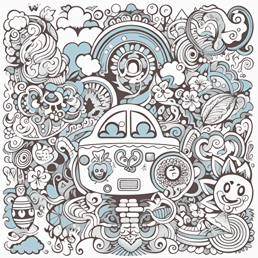 vector image for a coloring page cute hippie cartoon of peace love and happiness