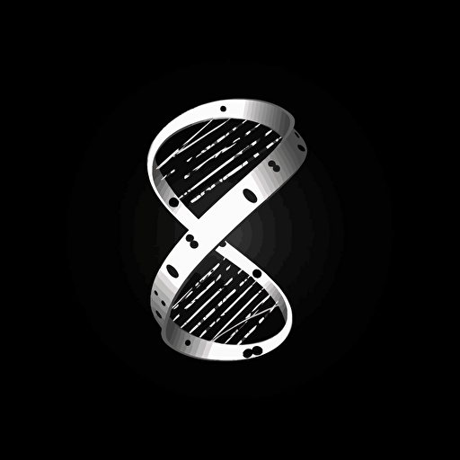 dna strand logo, vector art, black and white,
