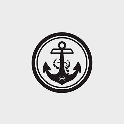 a modern, minimalist logo for yacht company with an anchor and 3 stripes wave, black, simple logo on white background, vector, ai, very simple,