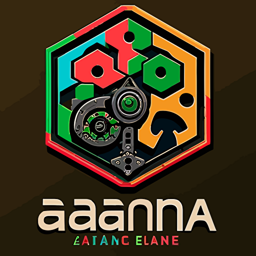 game engine logo with the title "Cadena AI" 2d flat vector, simplistic with a few colors