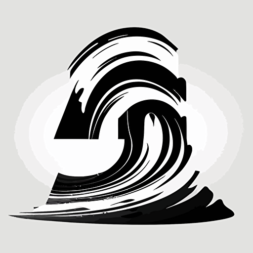 a wave blending letter "A", logo style, vector, black on white, flat, stencil