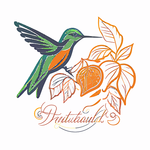 hummingbird with fruits logo , lineal and minimalistic style, vector logo, 2D vector logo, Flat vector logo, 1 color