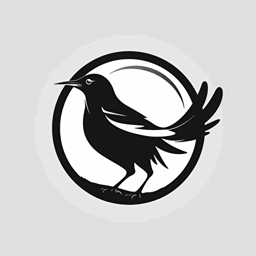 simple vector art, mockingbird, logo, black and white, minimalism