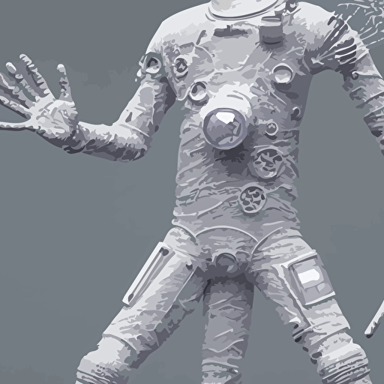 realistic extremely detailed photo style painting complete astronaut suit exposed diamond 3d fractal lace iridescent bubble 3d skin clear brain hand holding glowing sparkle plasma spear multiple chest arm legs chelate appendages jumping float pose opal ruby diamond iridescent fractal lace bubble materials monolithic retro futuristic water style hybrid mix beeple anton pieck jean delville amano yves tanguy alphonse mucha ernst haeckel edward robert hughes stanisław szukalski rich moody colors diamond dust glitter sparkles holographic krypton ion blue eyes octane render 4k f32 55 mm photography wide angle jumping float pose shot grok