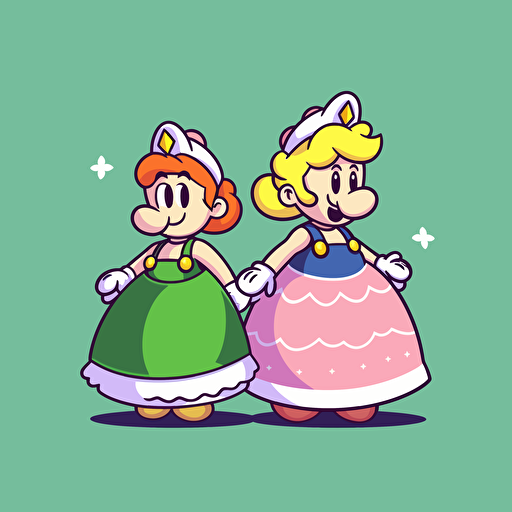 mario bros, luigi, princess peach, cute, cartoon, vector, hd,