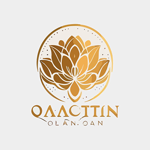 quantic therapist vector logo white bg gold color with lotus
