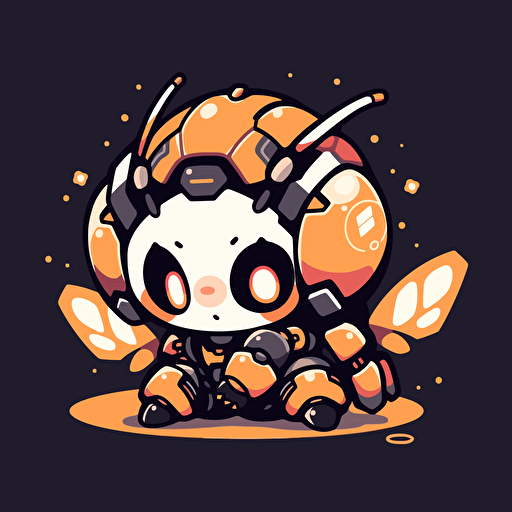 Logo of cute robot firefly with glowing tail. simple, vector