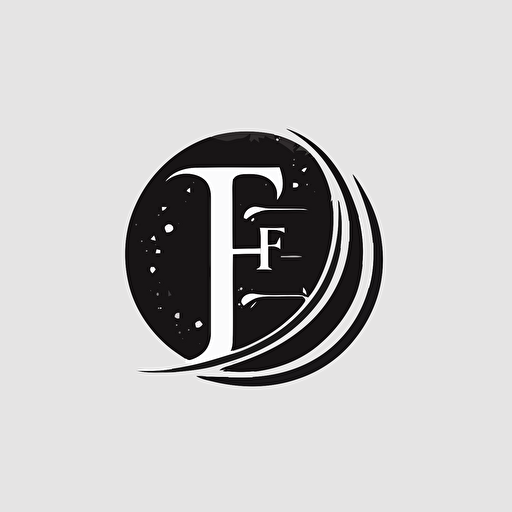 lettermark of letter F, Raleway latin font, half moon logo, vector, simple