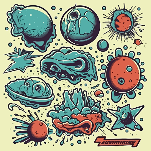 elements, comic vector illustration style.