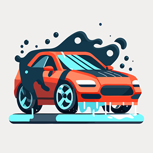 washing a car,vectorized logo, flat, white background