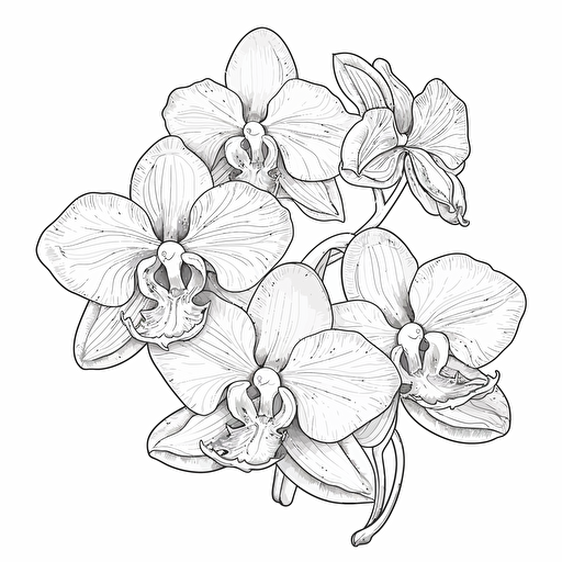 Orchid ignorant style No Shadow. Coloring page. Vector. Simple.