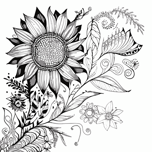 adult coloring page, black and white, lineart zentangle, vector