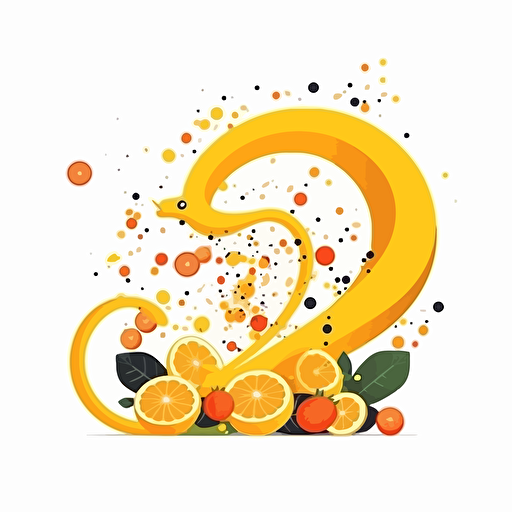 Design logo, explosion of lemons, with a snake in center, yellow and orange color palette, white background, universal, 4h, hd, vectoriel, ultra minimalist