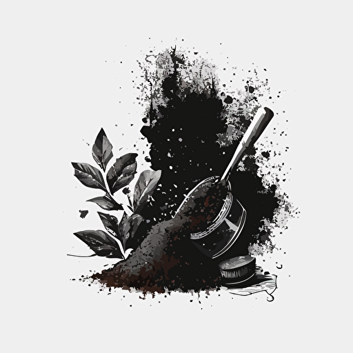 Illustrations vector brush coffee ingredients minimal black and white Brush clean background grain