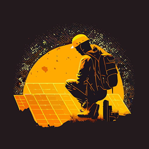 solar installer, vector art, minimalistic, solar panel background