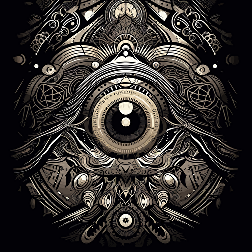 logo by William golden, vector, white over black, for film studio “Original Vision”, trippy, intricate, maximalist