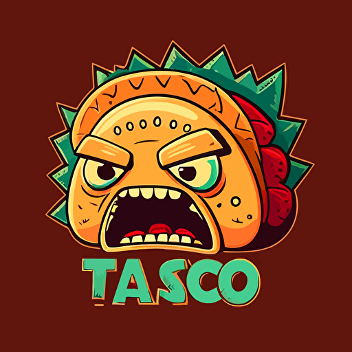angry taco logo, vector