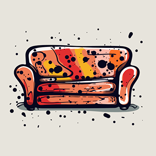 a flat vector logo of a sofa, minimal, by Jackson Pollock