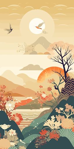 Japanese paper art vector