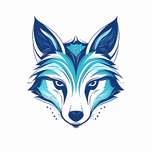 blue and white logo, vector fox, digital elements