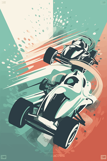 poster racing car event, vector art, minimalistic, light muted colors,
