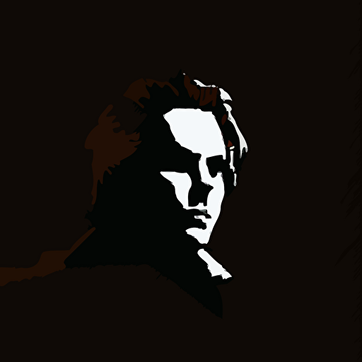 16bit Michael Myers, white on black background, no shading, 2D, vector, 3:4