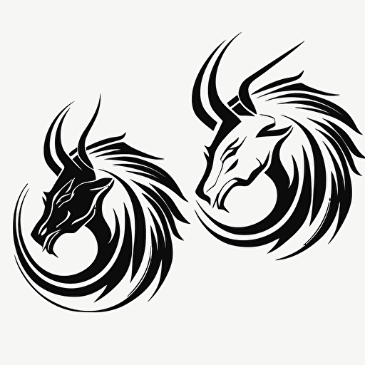 set of black and white capricorn logo for vectors, white background