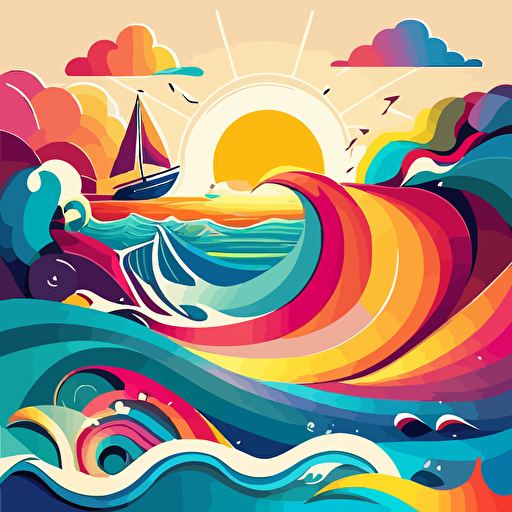 fun vector art, colorful, ocean water