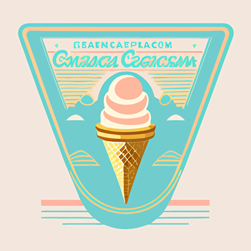 ice cream company logo vector in retrofuturistic style, wes anderson style, logo vector