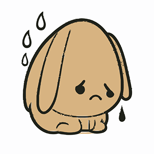 cute sad bunny kawaii style, vector, simple, high-quality clipart