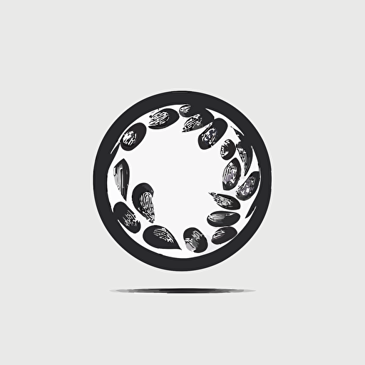 circular logo, nuts, black and white, vector, simple, modern, minimalist, white space, white background