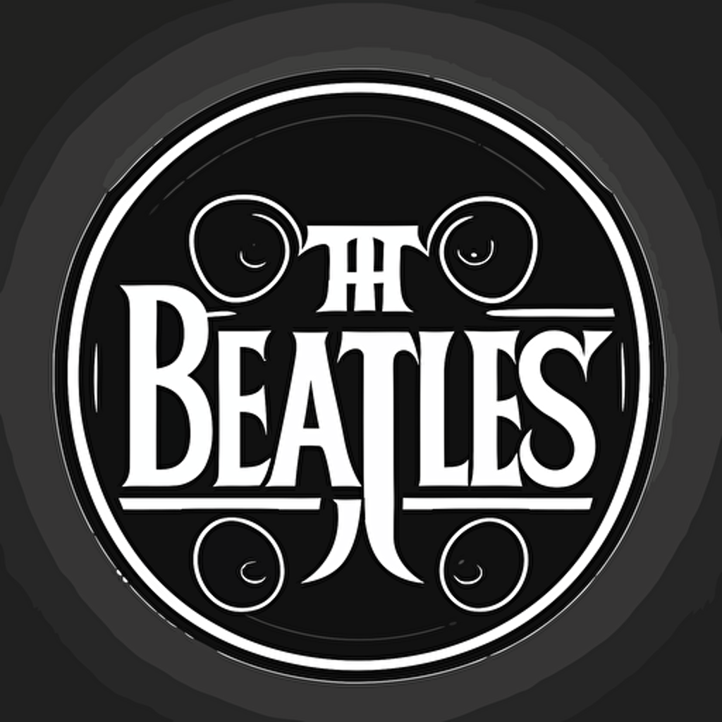 a logo, black and white, simple, vector, based on the band The Beatles