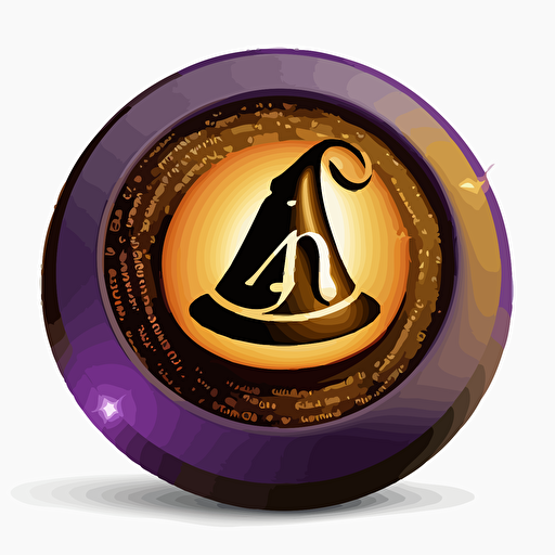 lettermark of wizard hat keyboard, vector grapgic, round