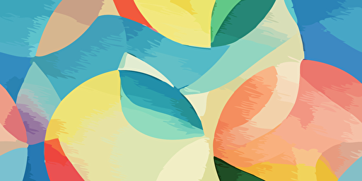vector style illustration of tessellated circles, resembling fishscales, watercolour rainbow, paper texture