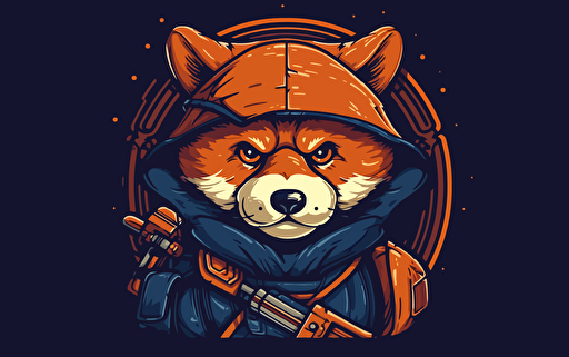 logo design of anthromoporphic shiba dressed in sci-fi battle gear, 2d, vector, amazing-logo-design