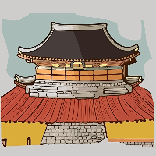 sticker illustration,Transparent Background,crisp and clean vector line,Draw the roof of the Joseon Dynasty