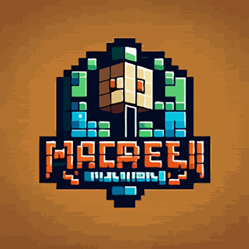 vector simple pixel art style minecraft themed logo for educational brand